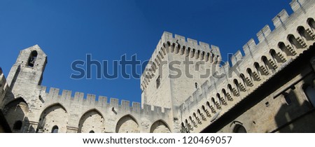 Walls and towers  of the Palace of the Popes, Avignon, France