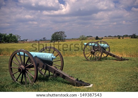 Civil War cannon at the Antietam National Battlefield, American  Civil War,Maryland
