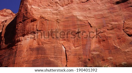 Abstract background patterns - sheer cliff face rises along the Taylor Creek trail, Kolob Canyon, Zion National Park, Utah