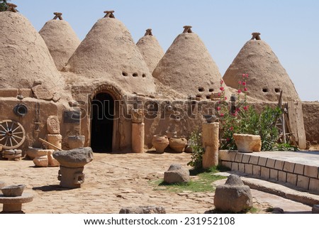 Traditional beehive mud brick desert houses, Harran near the Syrian border, Turkey