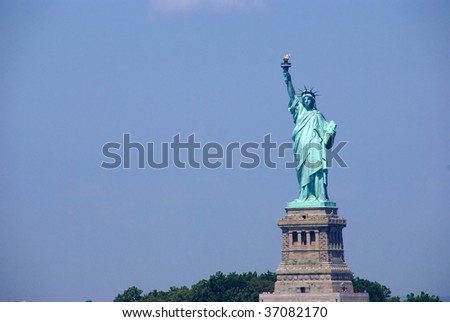 Statue of Liberty,	New York Harbor, from Staten Island Ferry, 		New York City