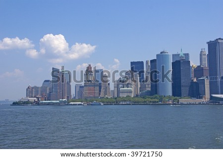 New York Skyline, from Staten Island Ferry, Lower Manhattan, Financial District, New York City