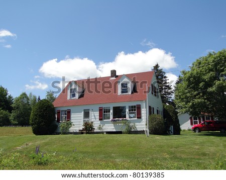 Classic white New England House,on Mount Desert Island, Acadia National park, Maine, New England