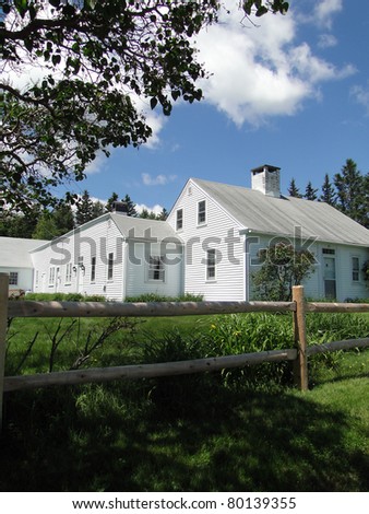 Classic white New England House,on Mount Desert Island, Acadia National park, Maine, New England