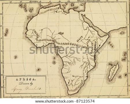 Antique map of Africa.From Atlas by Fitch & Fairchild, 1850