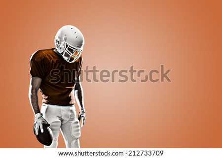 Football Player on a Orange uniform, on a orange background.