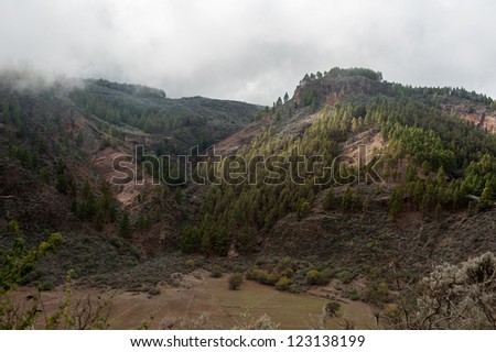 A beautiful mountain scape panorama in Gran Canaria view mountains in canary Islands, Spain