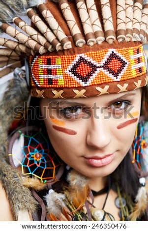 Native American woman - Indian posing in a studio