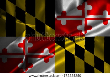 Maryland flag on satin texture.