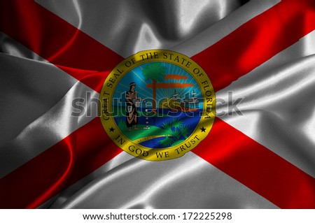 Florida flag on satin texture.