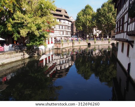 STRASBOURG, FRANCE - SEP 24: Petite France in Strasbourg, France on September 24, 2013. Strasbourg is the capital and principal city of the Alsace region in north eastern France.