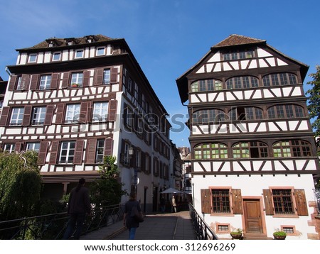 STRASBOURG, FRANCE - SEP 24: Petite France in Strasbourg, France on September 24, 2013. Strasbourg is the capital and principal city of the Alsace region in north eastern France.