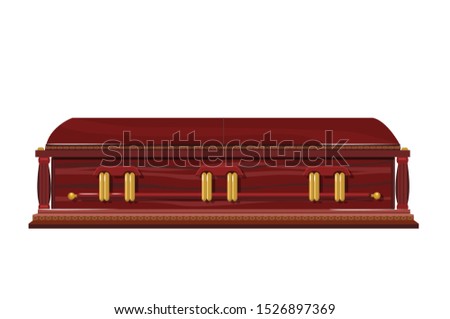 A wooden and expensive coffin made from mahogany tree material. Editable Clip Art.