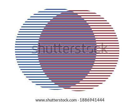 Two circles symbolizing merging or splitting for economy or business concepts. Editable Clip Art.