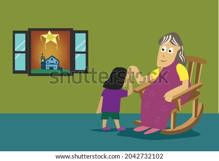 A Filipino Traditional respectful greeting for the elders called Mano Po or for blessings by holding and placing a hand on the forehead. Editable Clip Art.