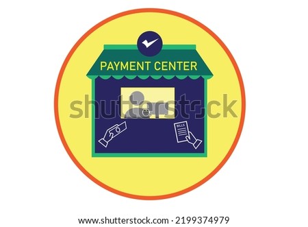 Payment Center or a Kiosk for General Currency Exchange Services. Editable Clip Art.