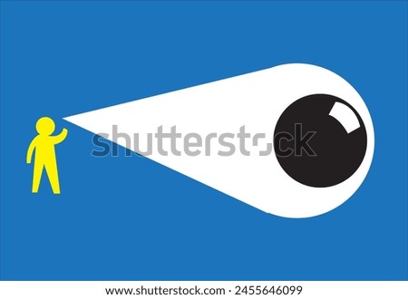 Figure with Large Watching Eyes. Editable Clip Art.