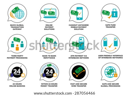 Remittance and Payment Methods Set. Editable Clip Art.