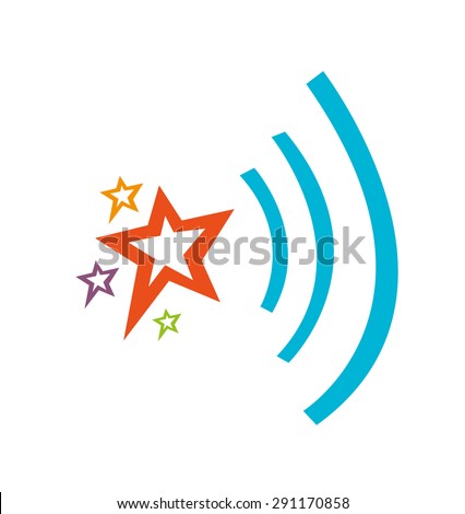 Colorful Stars with Wave Signal. Editable Clip Art.