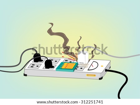 Electrical Safety Standard Concept. Exploding Electric Cord. Editable Clip Art.