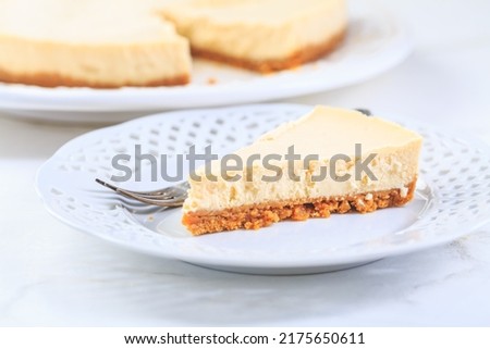 Similar – Foto Bild gebackener veganer Käsekuchen mit Mohnblumensirup