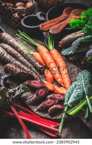 Image, Stock Photo Kale in basket View from above