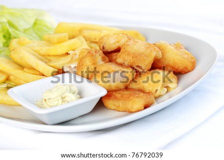 Fried fish and chips with