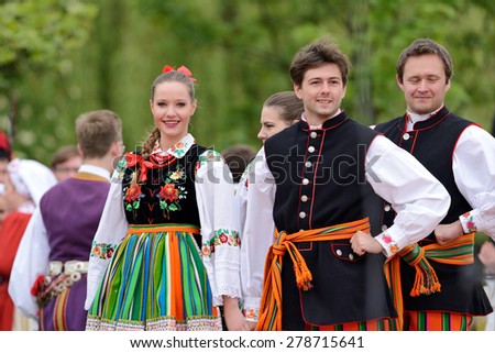 May 17, 2015 Lodz, Poland, Polish traditional folk dance.Folk Song and Dance Ensemble 