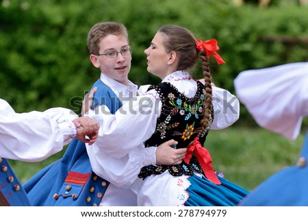 May 17, 2015 Lodz, Poland, Polish traditional folk dance.Folk Song and Dance Ensemble \
