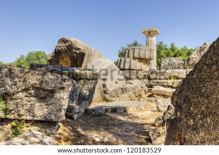 Ruins of the ancient site of Olympia, in Greece, where the Olympic games originate from.