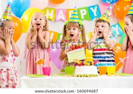 group of kids at birthday party