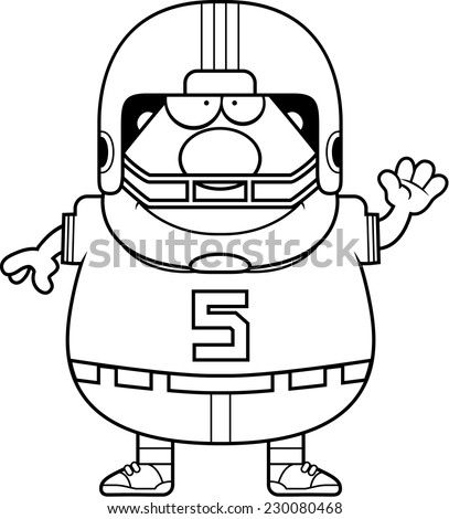 A Cartoon Illustration Of A Football Player Waving. - 230080468