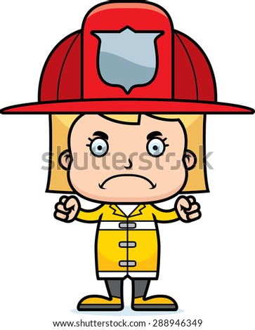 A cartoon firefighter girl looking angry.