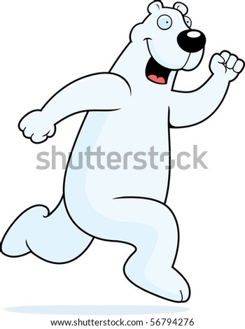 A Happy Cartoon Polar Bear Running And Smiling. Stock Photo 56794276 ...