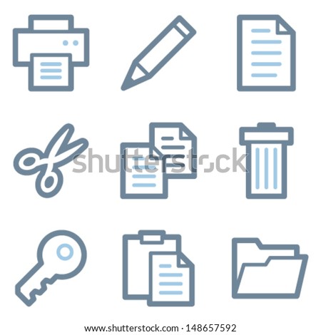 Document icons, blue line contour series