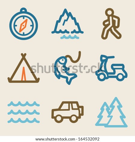 Travel web icons, vintage series