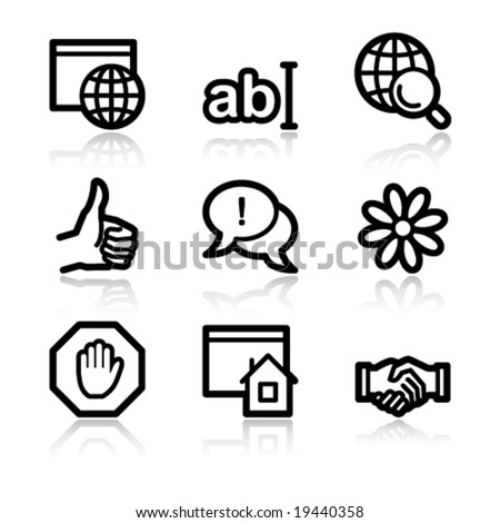 Internet communication black contour web icons V2