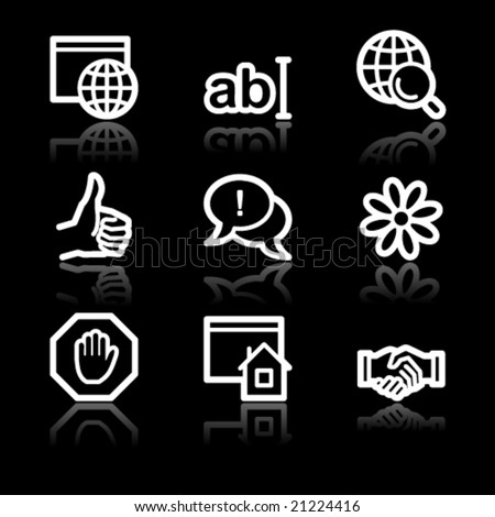 Internet communication white contour web icons