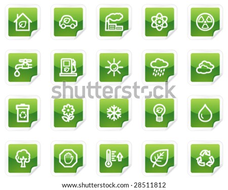 Ecology web icons, green sticker series