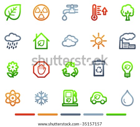 Ecology web icons, colour symbols series