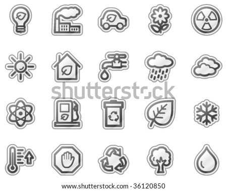 Ecology web icons, grey sticker series