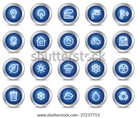 Ecology web icons, blue circle buttons series