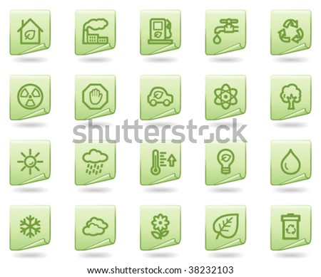 Ecology web icons, green document series