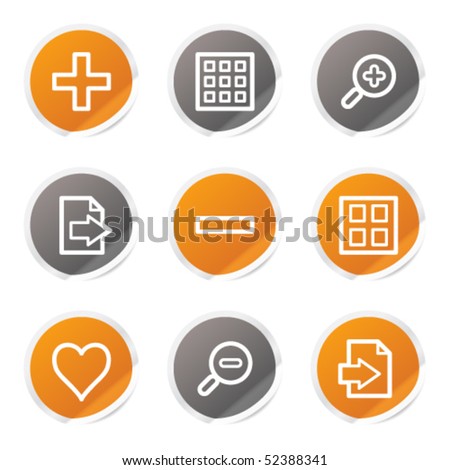 Image viewer web icons set 1, orange and grey stickers