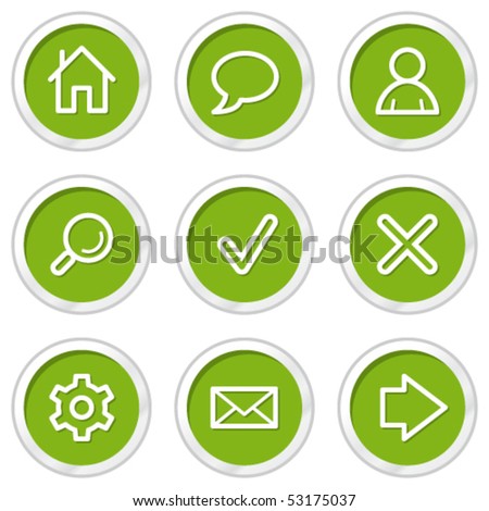 Basic web icons set 1, green circle buttons