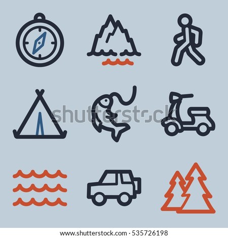 Vacation and transport vector mobile icons, tour infographics symbols.