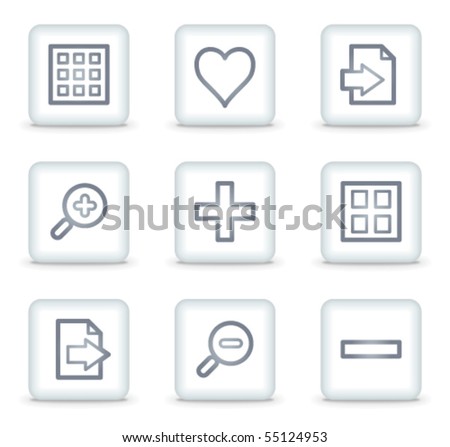 Image viewer web icons set 1, white square buttons