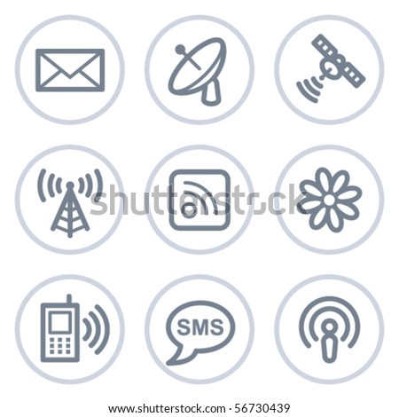 Communication web icons, white circle series