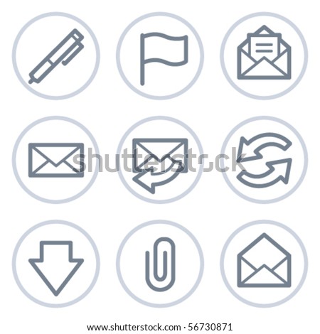 E-mail web icons, white circle series