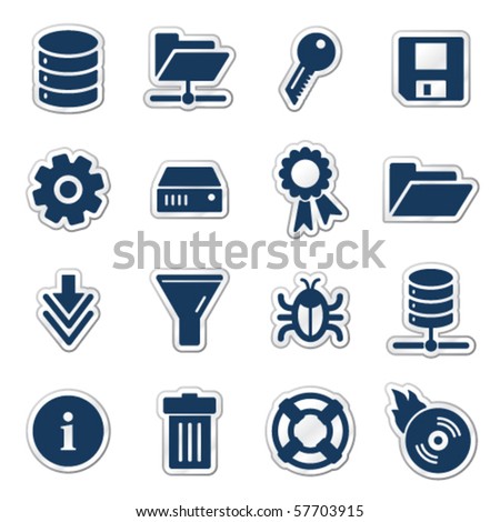 Server web icons, navy sticker series